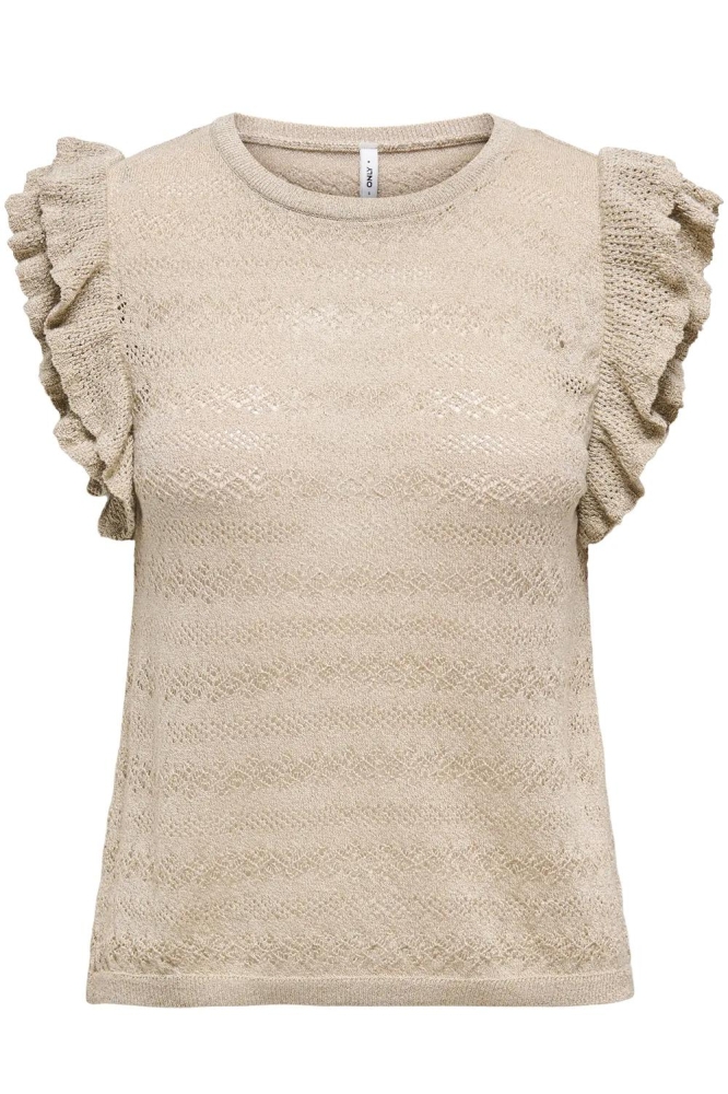 ONLAGA SL GLITTER O-NECK TOP KNT 15344402 FEATHER GRAY/FROSTED ALMOND
